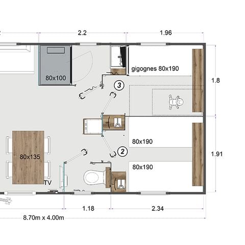 Mobile home 6 persons - Rapidhome confort 6 pers 3 bedrooms