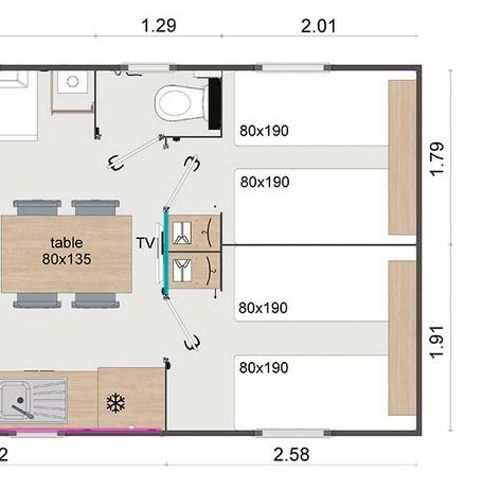 BUNGALOW 6 personnes - Cottage Premium Famille - 33 m² - 3 chambres – 6 pers
