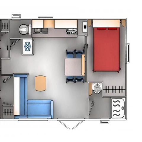 Stacaravan 8 personen - Cottage Prestige Famille Clim - 35 m² - 3 slaapkamers - 6/8 pers - airconditioning & plancha
