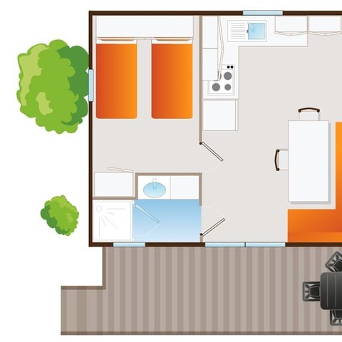 Mobile home 6 persons - Confort 4/6 pers. 2 bedrooms.