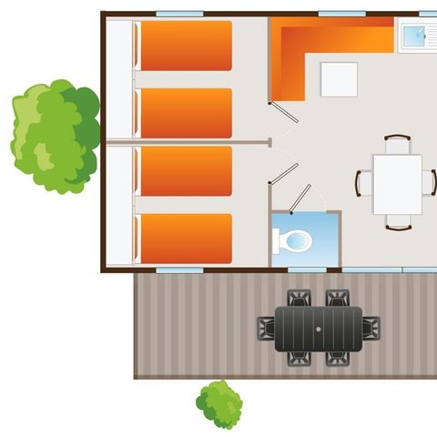 Mobile home 6 persons - Confort 6 pers. 3 bedrooms.