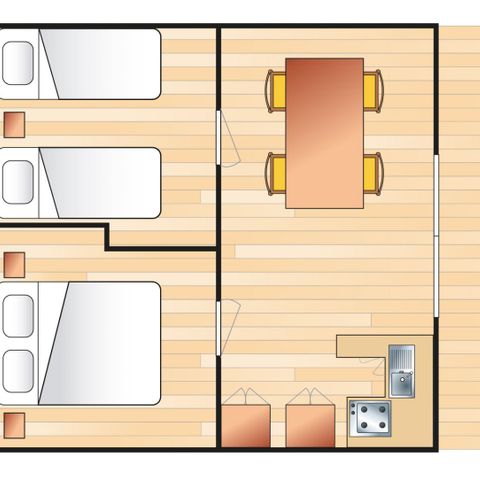 Canvas and wooden tent 4 persons - Lodge tent 4 pers. 2 bdrms.