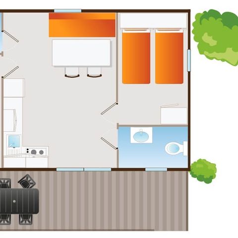 Mobile home 4 persons - Confort Moon 4 pers. 2 bedrooms.