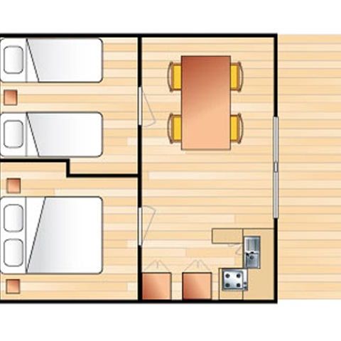 Tente en toile et en bois 4 personnes - Tente lodge 4 pers. 2 ch.