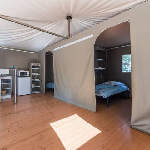 Tent van canvas en hout 4 personen - Lodgetent 4 pers. 2 slaapkamers