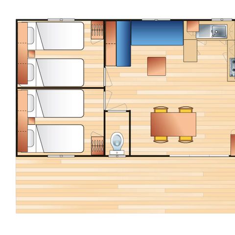 MOBILHOME 6 personas - Confort 6 pers. 3 dormitorios.