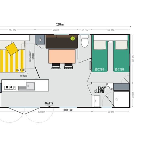 Mobilheim 4 Personen - Klimatisiert - 28m² - 2 Schlafzimmer