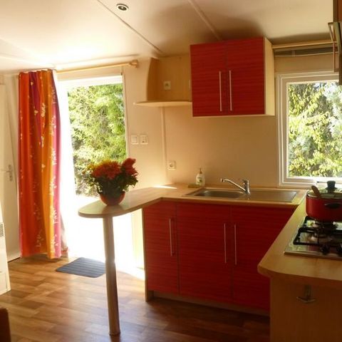 Mobile home 6 persons - Mobile-home 27,5m² Standard (2bed - 4/6pers.) + Air conditioning + Outdoor straw hut