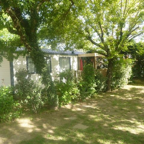 Mobilheim 7 Personen - Family 30m² Komfort (3Sch - 7Pers.) + Klimaanlage + Überdachte Terrasse