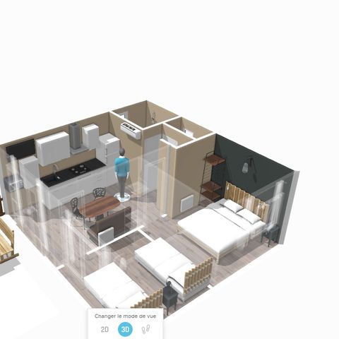 Bungalow 5 personen - Cottage LA GARIOTTE - 5 slaapplaatsen - 2 slaapkamers - Airconditioning - Televisie - Vaatwasser - S