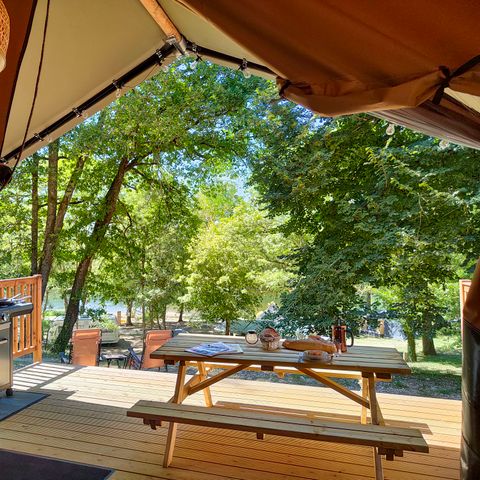 TENDA IN TELA E LEGNO 4 persone - Tenda safari, 4 persone con servizi igienici privati.