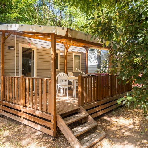 Mobilheim 6 personen - Comfort | 3 Schlafz. | 6 Pers. | Erhöhte Terrasse | Klimaanlage