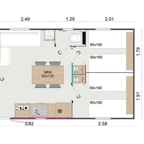 Mobile home 6 persons - Large Space