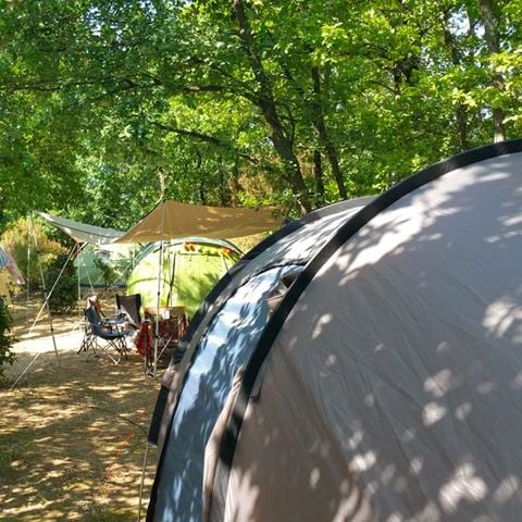 Kampeerplaats - Standplaats Plus 60-75m² : auto + tent/caravan of camper + elektriciteit 1 pers.