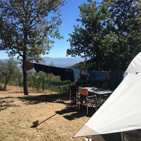 PLOT - Maxi Pitch 80-100m² : car + tent/caravan or motorhome + electricity 1 pers.