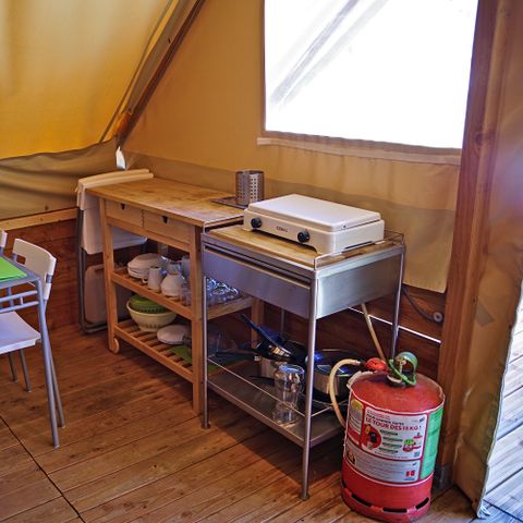 TIENDA DE LONA Y MADERA 5 personas - Naturaleza sin saneamiento