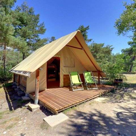 TIENDA DE LONA Y MADERA 5 personas - Naturaleza sin saneamiento