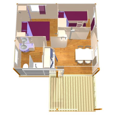 CHALET 4 personas - Chalet Classique Chêne 2 hab. Jardín