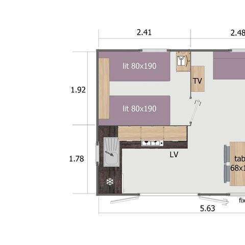 LODGE 5 personen - Premium 2 slaapkamers 30m²