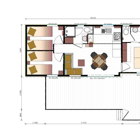 BUNGALOW 6 personnes - MOBILE-HOME "VILLA" 3 chb. 6 pl. 2 SDE