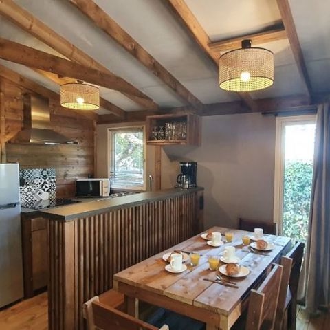 Canvas and wooden tent 5 persons - TENTE LODGE "DUNE" (ext. canvas) 2 bdrm. 4/5 pl.