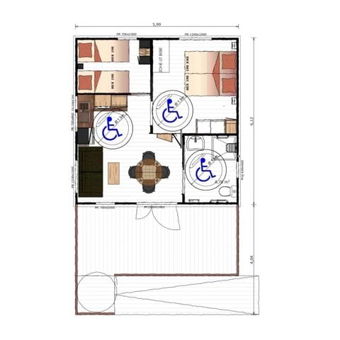 CHALET 4 personnes - CHALET "OCEAN" ADAPTE P.M.R. 2 chb. 4 pl.