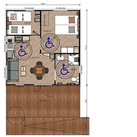 Chalet 4 personnes - OCEAN - 2 chambres - PMR