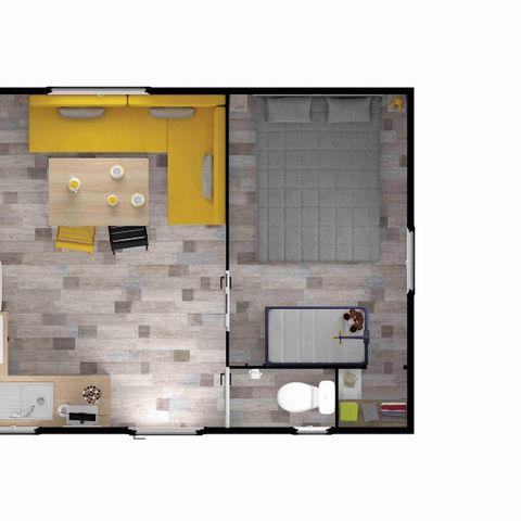 Mobilheim 5 Personen - Mobilheim CONFORT 28m² - 2 Zimmer + überdachte Terrasse + TV | 4 Personen