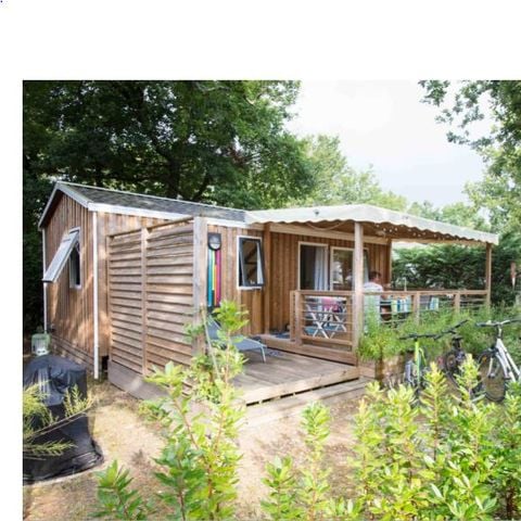 Mobilheim 6 personen - Homeflower PREMIUM CLIM 35m² -3 Schlafzimmer +halbüberdachte Terrasse +TV +Bettwäsche +Handtücher | 6 Personen