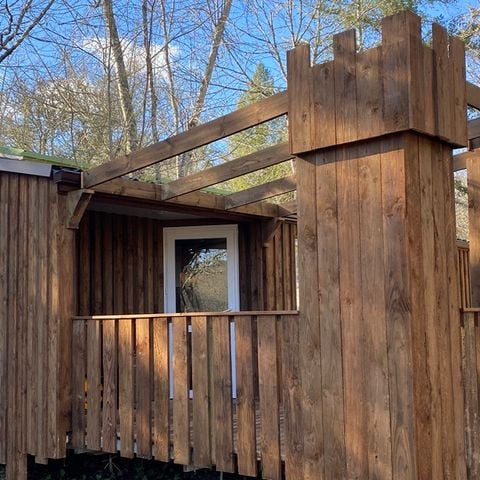 Mobilheim 4 Personen - Mobilheim aus Holz - 26m² mit überdachter Terrasse / 2 Zimmer