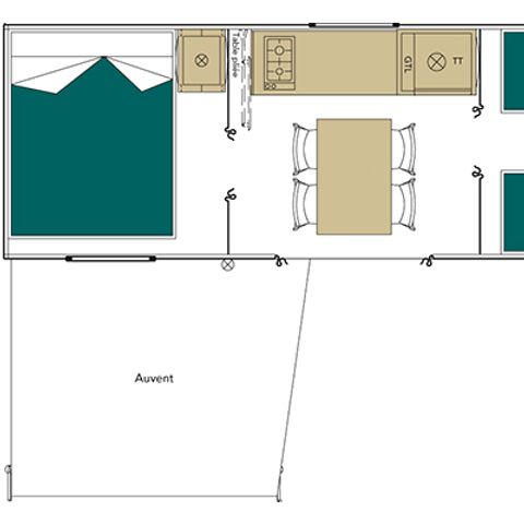 TENDA IN TELA E LEGNO 4 persone - 2 camere per 4 persone con bagno privato