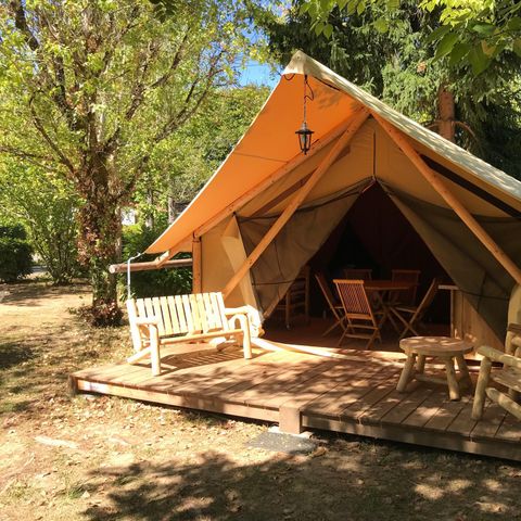 Zelt 5 Personen - Robinson Lodge - 2 Zimmer - 25 m2 (+überdachte Terrasse 10 m2) 5 Personen