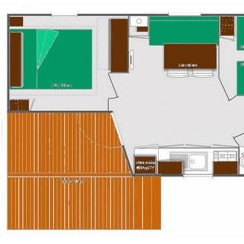 MOBILHOME 4 personnes - O'hara CLASSIC - 2 chambres - 22,50 m2 (+Terrasse semi couverte 8 m2) 4 personnes