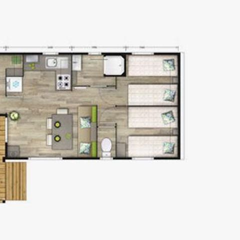 MOBILHOME 6 personas - Malaga Trio - 3 hab. - 30 m2 (+ Terraza semicubierta 11 m2) 6 plazas