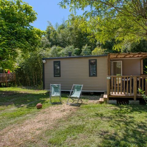 Stacaravan 4 personen - Premium O'Hara 29-31m² (2bed-4pers) + Halfoverdekt terras + Airconditioning + LV + TV