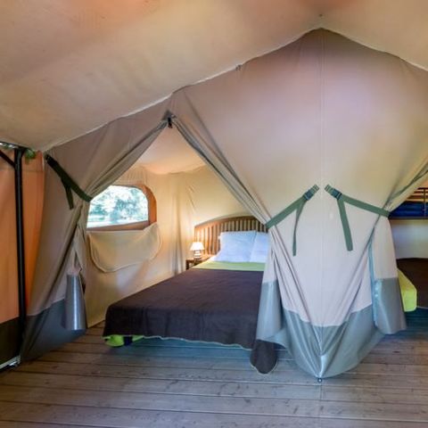Tente en toile et en bois 5 personnes - Lodge CONFORT 2ch 5 - sans sanitaires