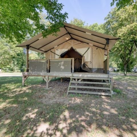 Tente en toile et en bois 5 personnes - Lodge CONFORT 2ch 5 - sans sanitaires