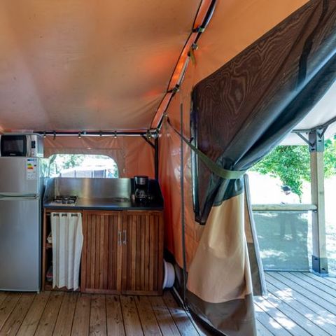 Tente en toile et en bois 5 personnes - Lodge CONFORT 2ch 5 - sans sanitaires