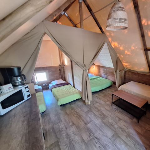CANVAS AND WOOD TENT 4 people - AMAZONE tent without sanitary facilities for 4 people