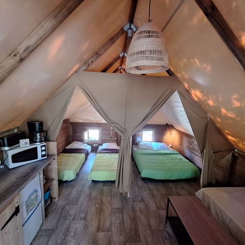 CANVAS AND WOOD TENT 4 people - AMAZONE tent without sanitary facilities for 4 people