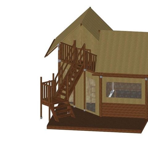 Tente en toile et en bois 6 personnes