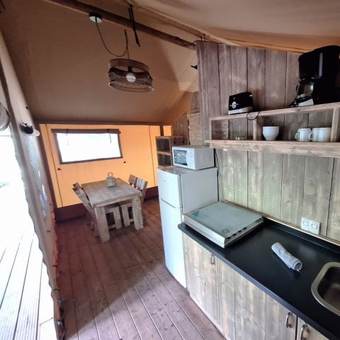 TIENDA DE LONA Y MADERA 4 personas - Lodge Woody PMR (acceso minusválidos) 4 pers