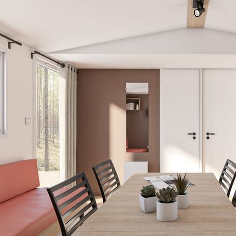 Mobile home 8 persons - BREZONS Premium Mobile Home, 41m² – Air-conditioned (4 bedrooms, sleeps 8) 2 bathrooms – Lake view, sleeps 4–8