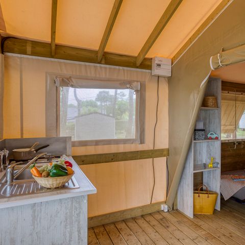 Tente en toile et en bois 4 personnes - Lodge Confort 2 chambres