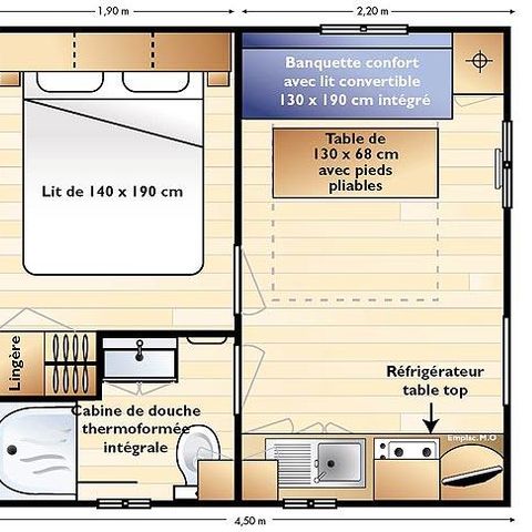 Mobilheim 2 personen - Mobilheim ASTRIA - Modell 2014 - 1 Schlafzimmer