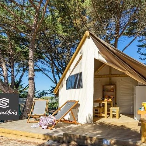 Tent 4 personen - TENT EN HOUT ECOLODGE 2 SLK. 21m² MET SANITAIR