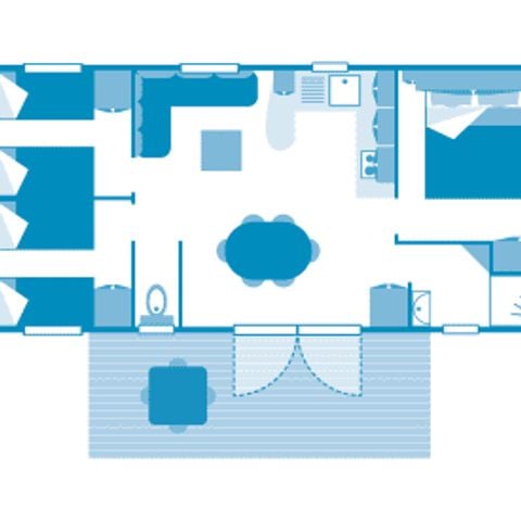 Stacaravan 6 personen - Cottage Cordelia 6p 3ch met airconditioning ***