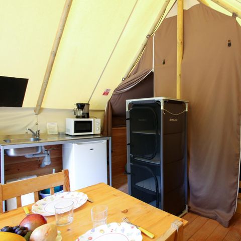Tent van canvas en hout 4 personen - De overdekte hut