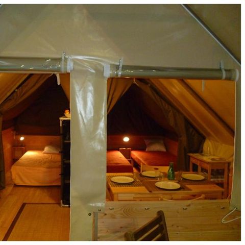 Tent van canvas en hout 4 personen - De overdekte hut