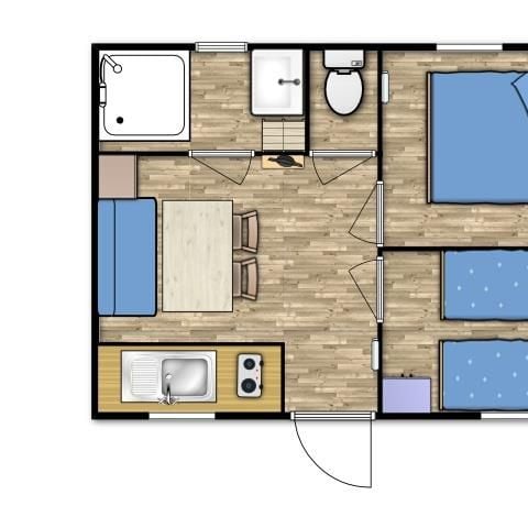 MOBILHOME 4 personas - 21 m²: Un modelo pequeño y confortable.